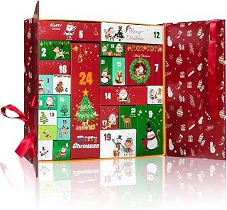 Adventskalender zum Befüllen mit 24 Weihnachtskalender Boxen, Geschenkboxen zum Basteln für Kinder Erwachsene Weihnachtsdeko