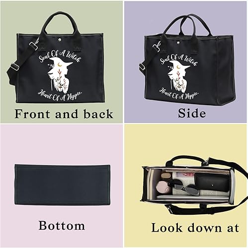 Miniatura 10 de LEVLO Bolsa de lona de bruja Regalo de bruja Alma de una bruja Corazón de una bruja Bolsa de hombro Hippie Mercancía mágica de bruja