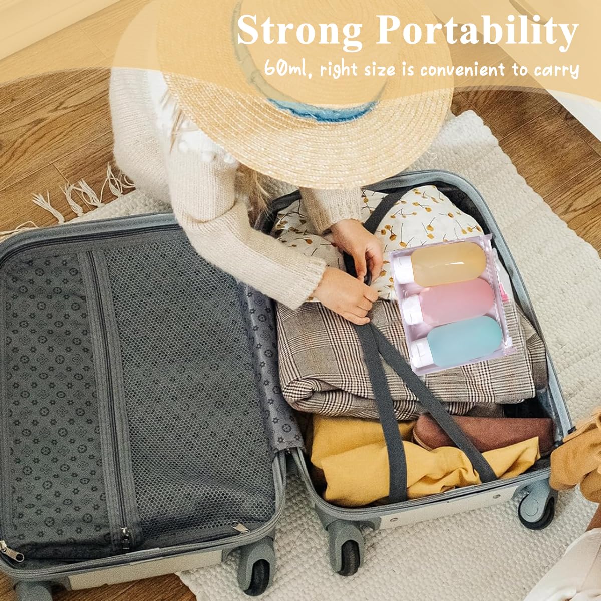 MAYCREATE® Travel Bottles for Toiletries 3pcs Set,60ml Travel Toiletry Bottles,Small for Refillable Leakproof Squeeze Containers with Lids Shampoo Lotion BPA-Free - Image 5 thumbnail