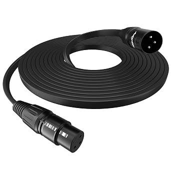 Adoreen Flat XLR Male to XLR Female Microphone Cable 25 Ft, Thin&Low Profile Premium Balanced Shielded 3 Pin DMX Mic Patch Cord for Studio Audio&DJ Stage Live Recording&Speaker System