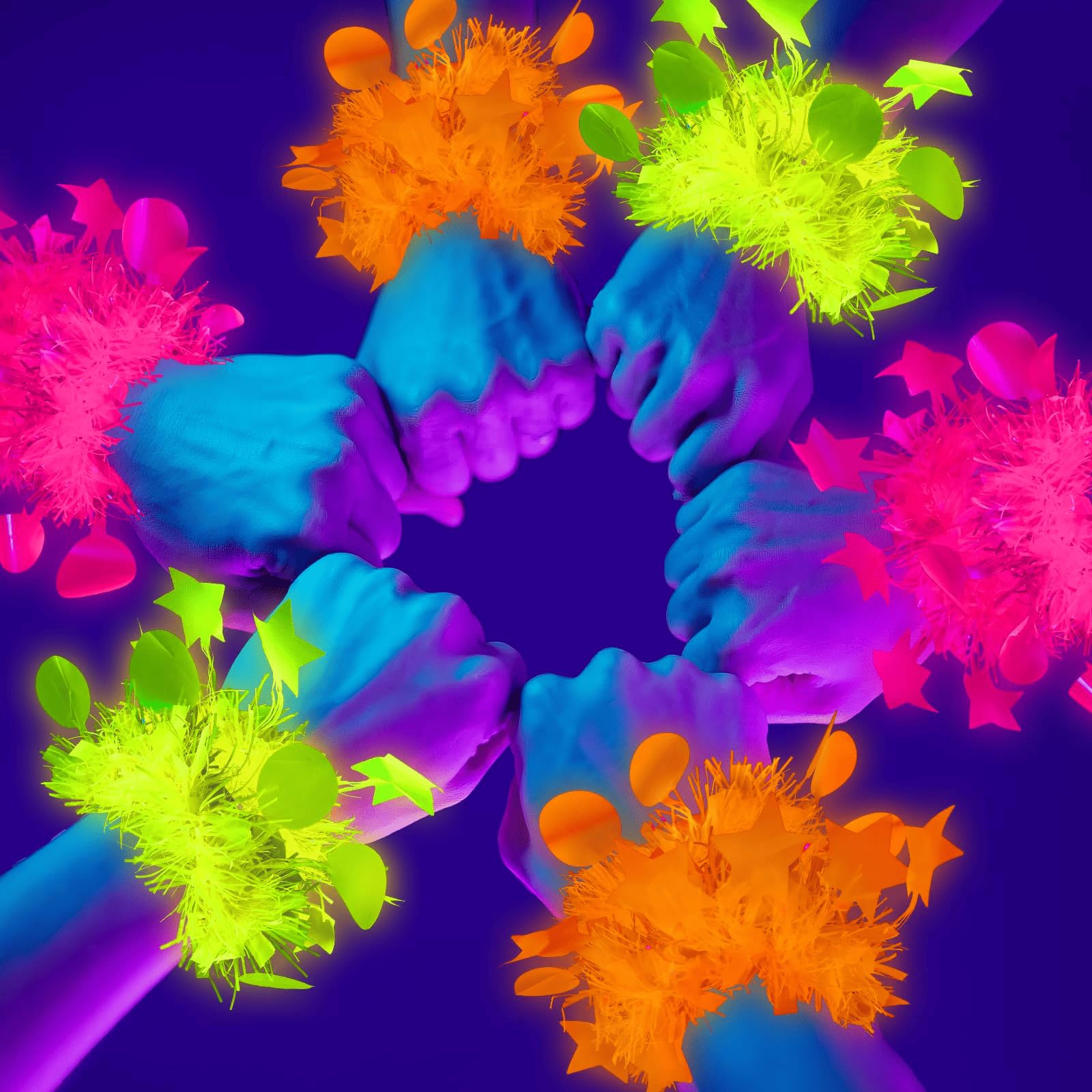 Photo 1 of Mega-L 12 Pcs Glow in The Dark Party Bracelet, Glow in The Dark Party Supplies, Neon Fluorescent Blacklight Bracelet Party Favors, Glow Photo Booth Props Bracelets Accessories for Women, Men