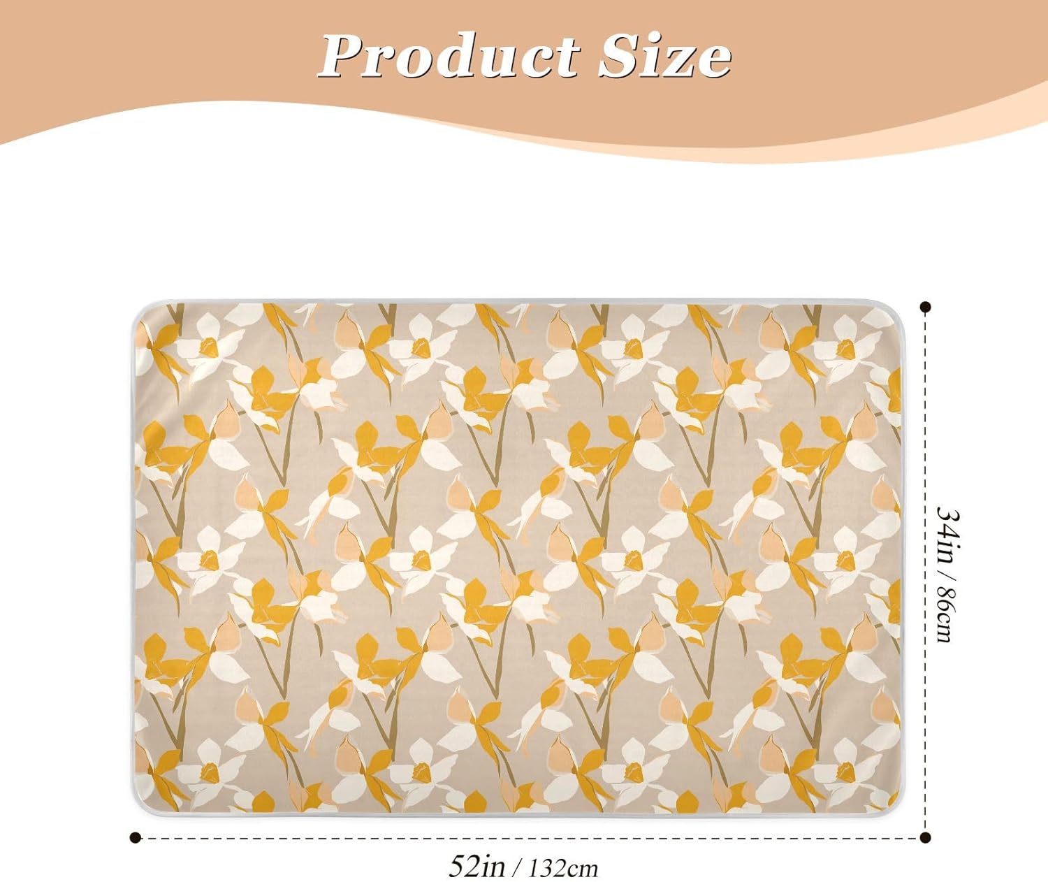 Henri Style Daffodil Bronze Extra Large Resuable Potty Training Pad Water Resistant Bed Wetting Pads Changing Toddler Bedding Products for Kids Bedwetting , 52" L x 34" W