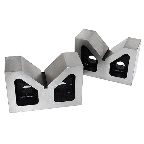 HFS (R) Juego de bloques en V de hierro fundido de 4 x 2-14 x 2-58 pulgadas, cuadrado mecanizado y paralelo, perfecto para realizar trabajos grandes