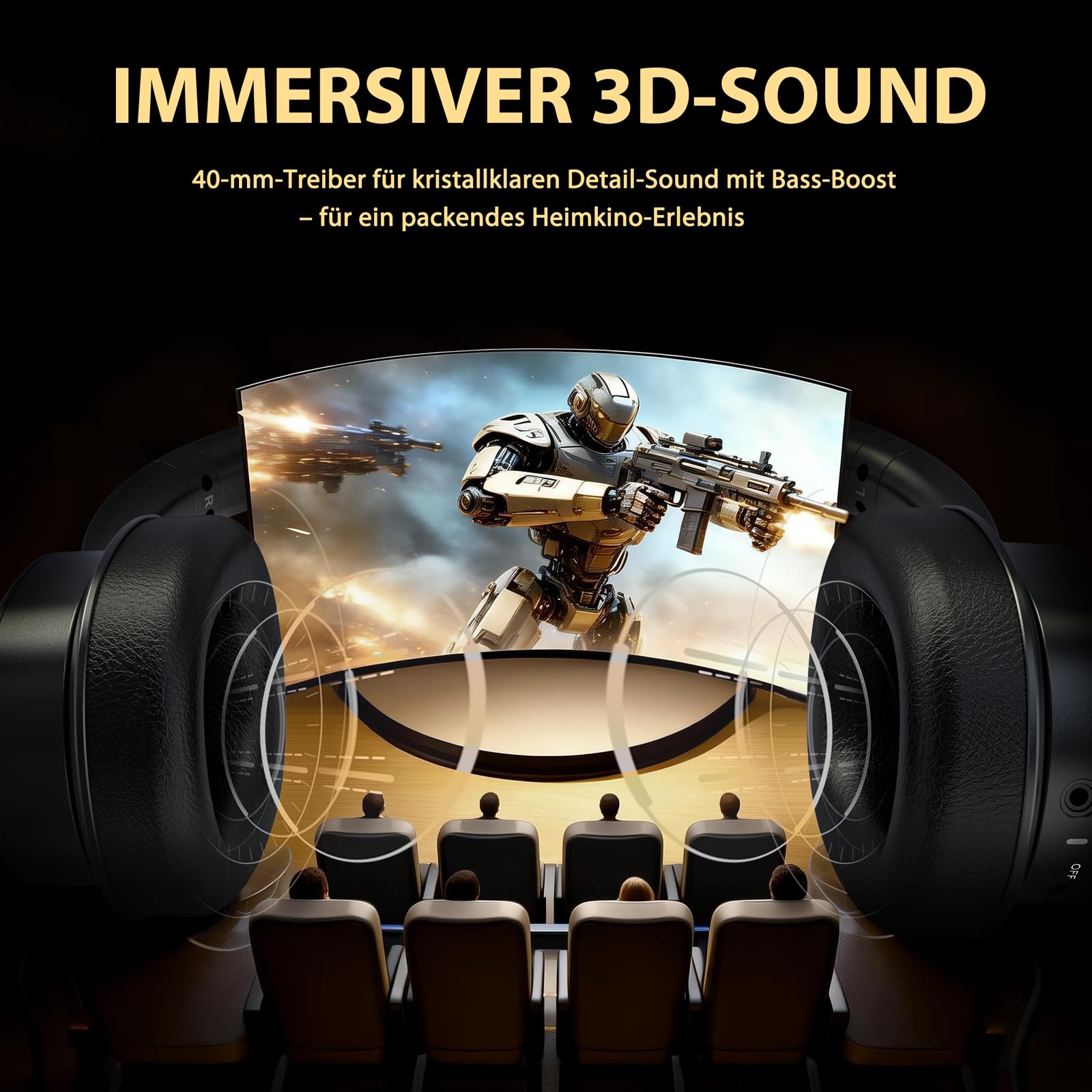 Funkkopfhörer für Fernseher, TV kopfhörer kabellos für Senioren mit Sender-Ladestation Plug-and-play, Bluetooth Kopfhörer mit Optisch/AUX/RCA & Keine Audioverzögerung, Geschenk für Senioren/Eltern