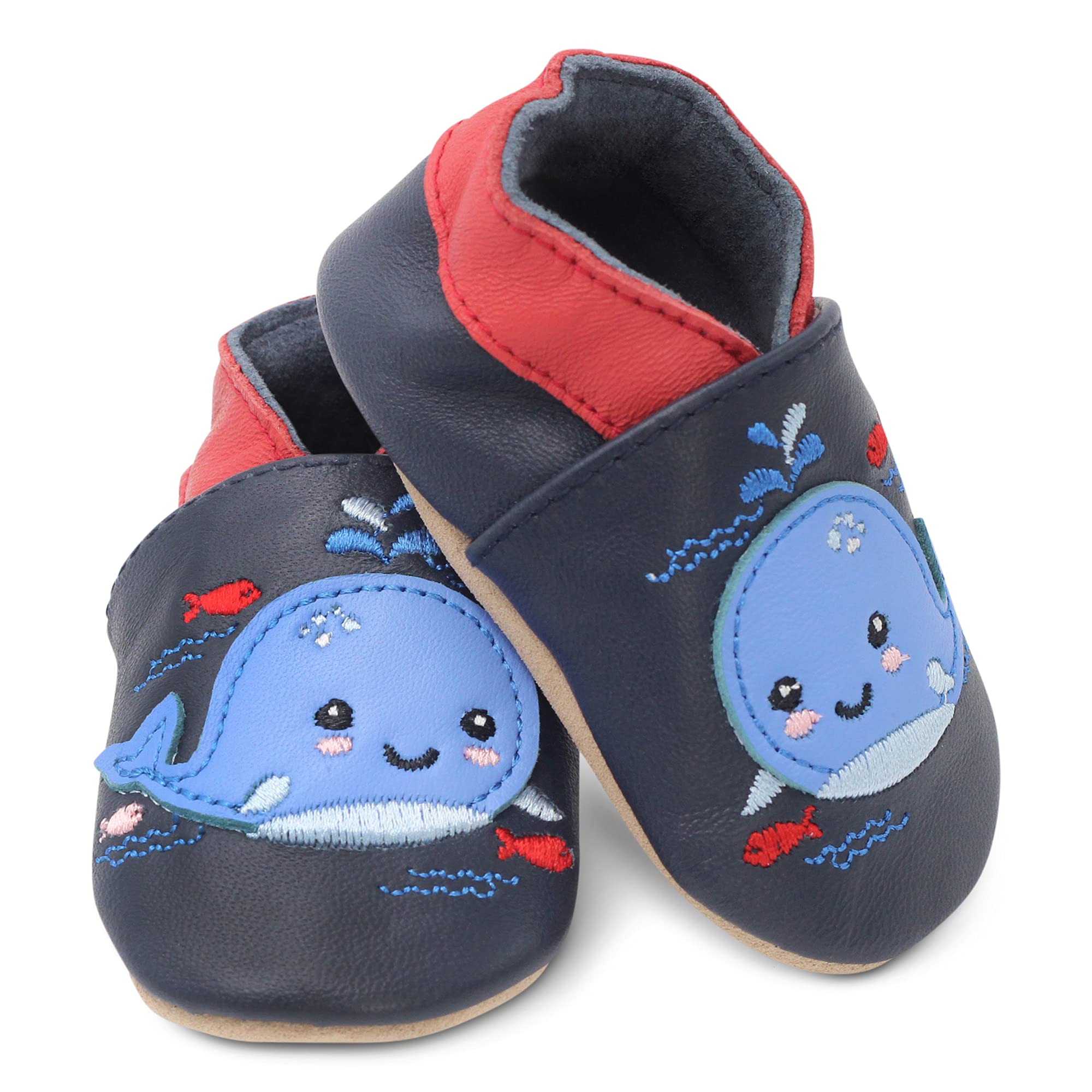 Dotty Fish Unisex Soft Leather Shoes, Unisex Baby First Walker Shoe - 5