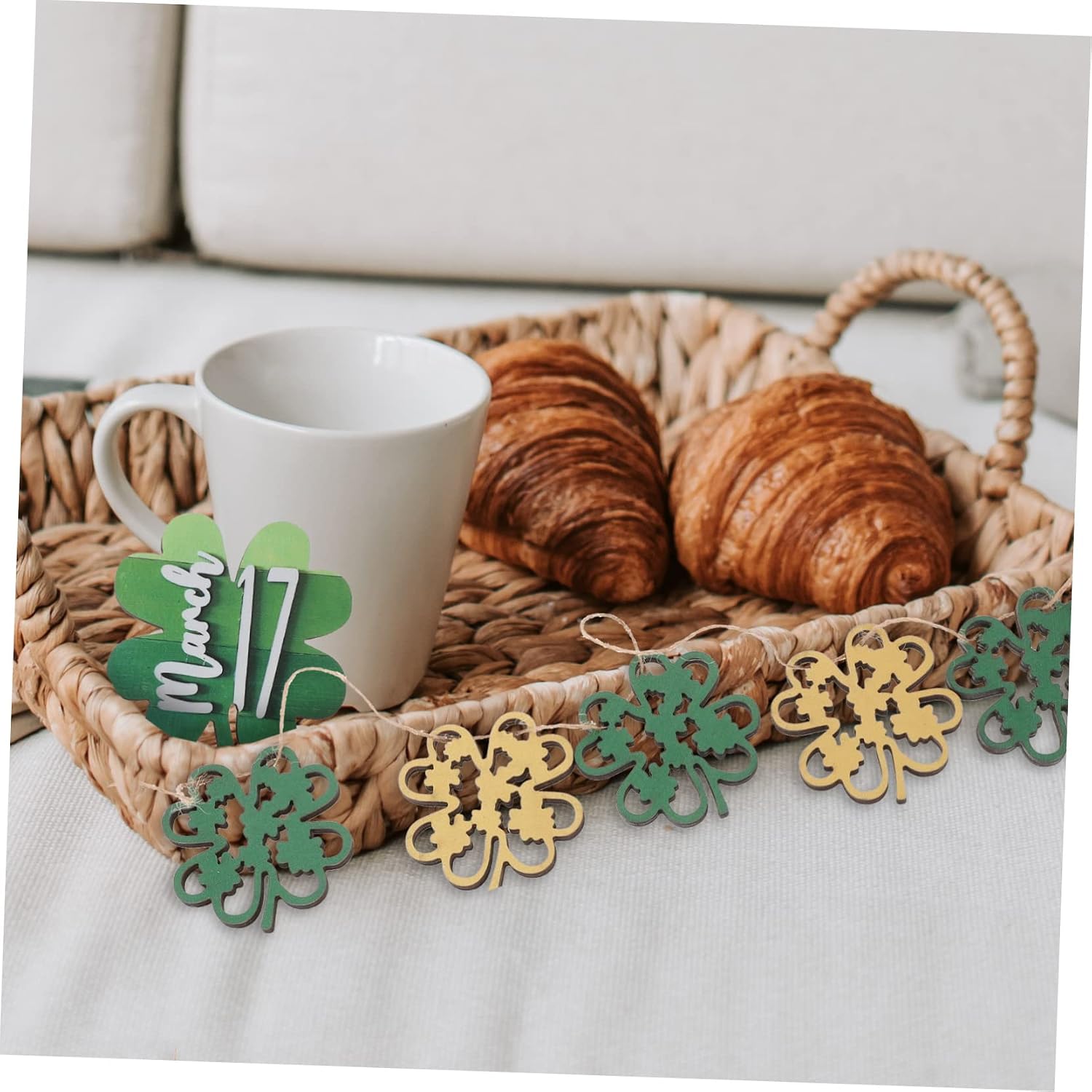 Patrick's Day Decorations Tiered Tray Decor Realistic Wooden Craft for Home