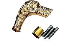 Vista 3 de Mango de cabeza de perro grande de latón bastón de madera palo gf