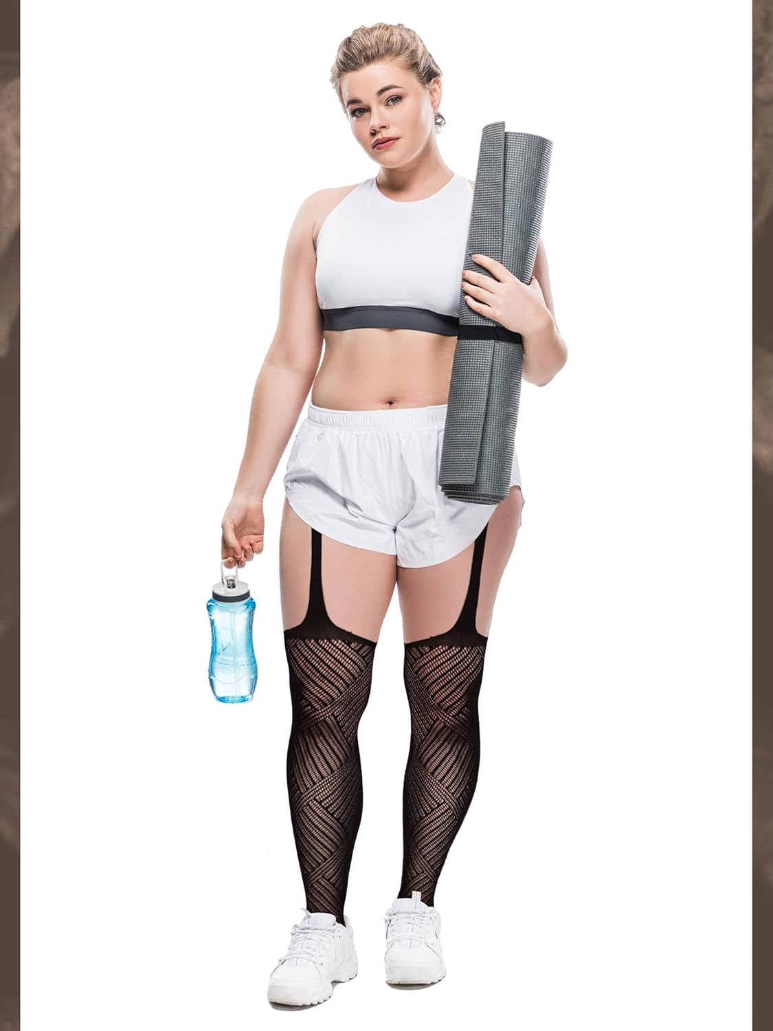 Jadive 6 Pairs Women Plus Size Fishnet Thigh High Stockings Suspender Garter Belt Lingerie Pantyhose Tights - Image 6