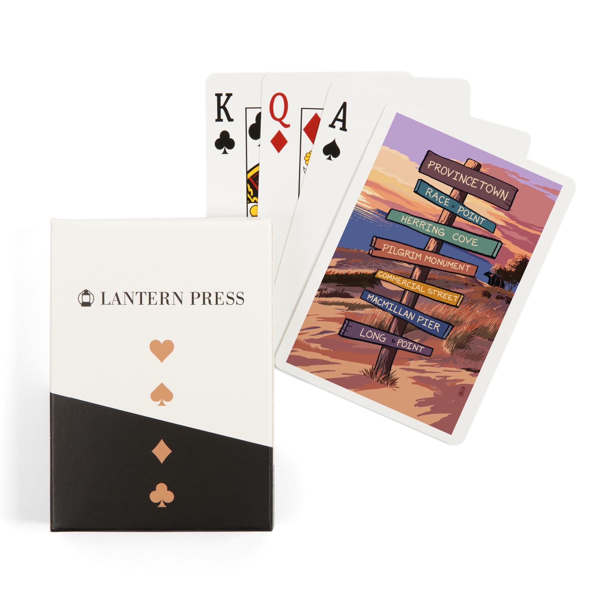 Lantern Press Provincetown, Massachusetts, Destination Signpost, Dunes Sunset, 52 Playing Cards for Adults, Poker Size Card Deck