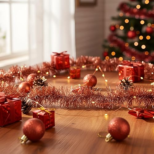 Miniatura 153 de Shappy Guirnalda de oropel negra de 90 pies, 6 rollos para decoración de Halloween, Navidad, guirnalda metálica con purpurina para bodas, fiestas