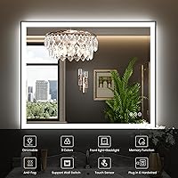 Vista 162 de WTTY LED Bathroom Mirror 32"x32" with Backlit and Front Light,Stepless Dimmable LED Mirror for Bathroom,Anti-Fog Lighted Bathroom Vanity Mirror