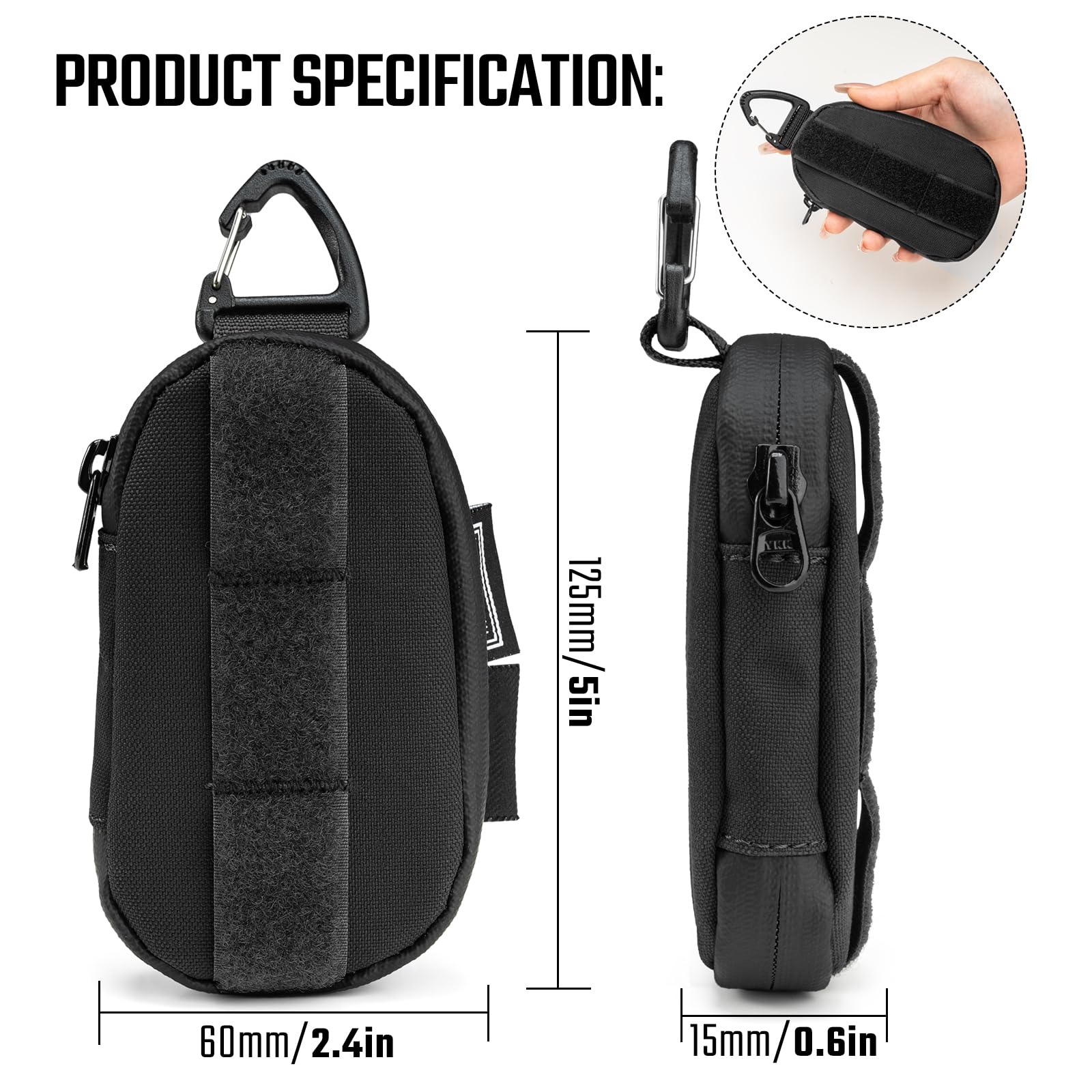 TACTICAL GEEK Storage A7 EDC Portachiavi Molle Pouch, Portafoglio con Cerniera YKK in Nylon 500D per Chiavi Auto, Organizer da Tasca, Pouch Tac con Area per Patch per Uso Quotidiano