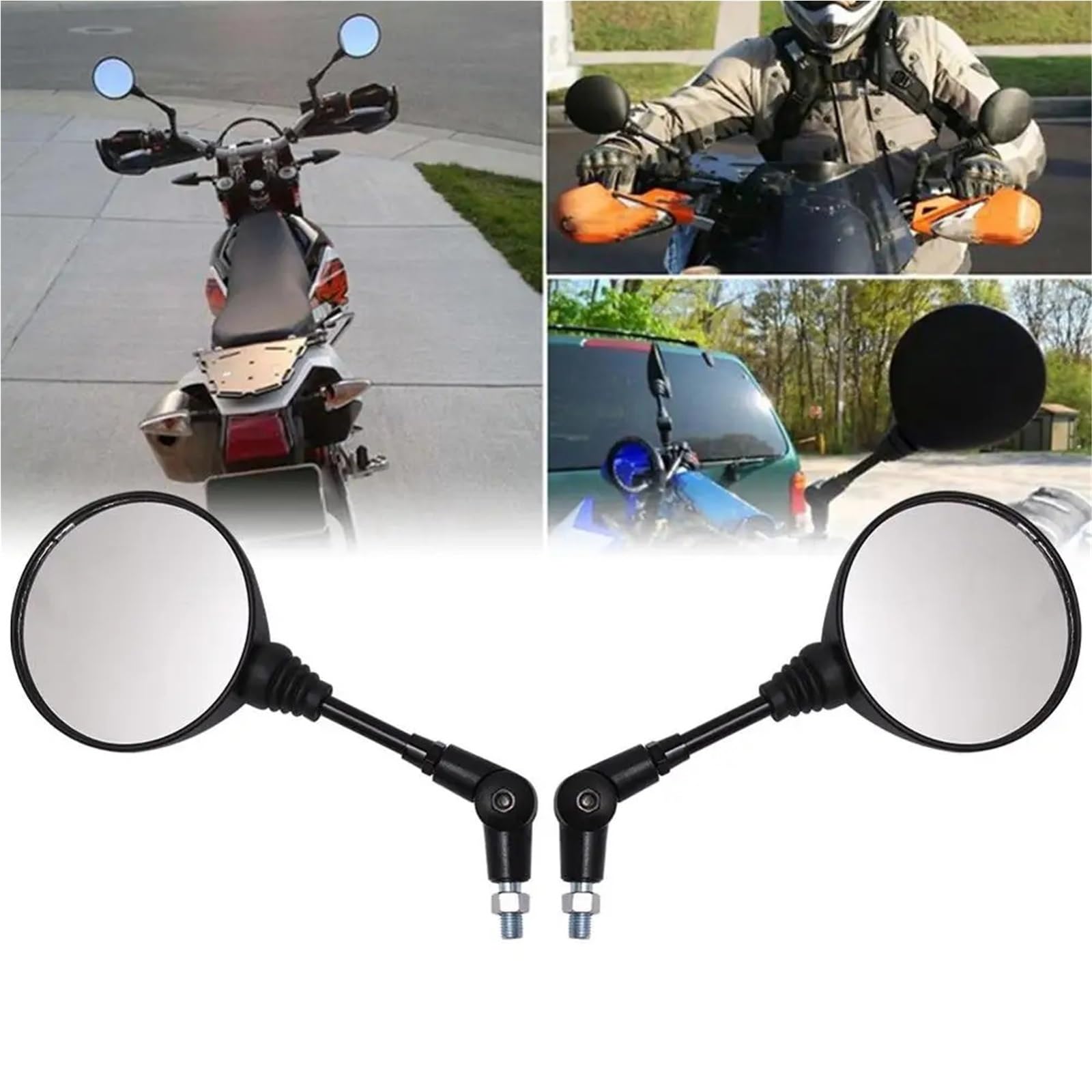 Lusterko boczne Motocyklowe czarne uniwersalne 10mm lusterko wsteczne boczne lusterko wsteczne składane okrągłe lusterko wsteczne antypoślizgowe