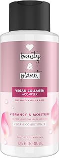 Love Beauty and Planet Vegan Collagen Moisture Conditioner Murumuru Butter & Rose, for Color-Treated Hair Vibrancy,with a vegan,sulfate-free,paraben-free,silicone-free,and cruelty-free formula. 13.5oz