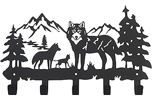 Metal Wolf Hooks Wall Art Decor