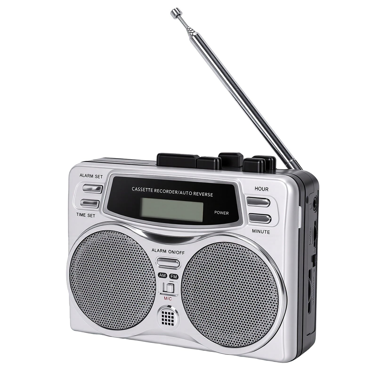 Bewinner Reproductor de Casete Retro con Grabadora de Cinta Inversa Automática con Radio Am FM | Cuerpo ABS, grabadora portátil, escucha en casa y al aire libre, pantalla LCD, uso de auriculares