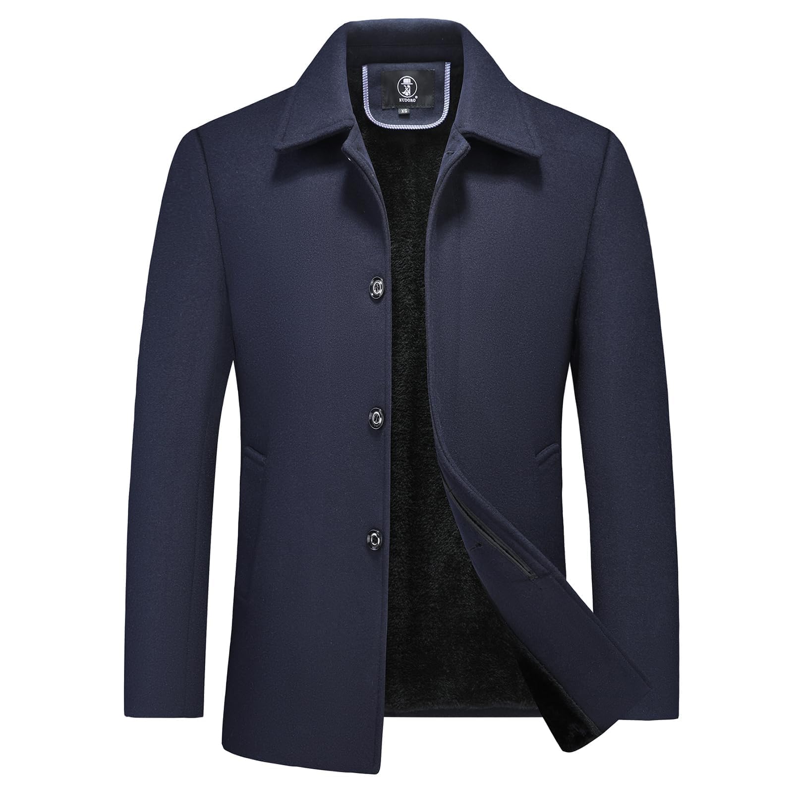 KUDORO Manteau Homme en Laine Chaud pour Hiver Trench Coat Classique Caban Parka Pardessus Slim Fit Business Duffle-Coats Coup-Vent Revers Overcoat