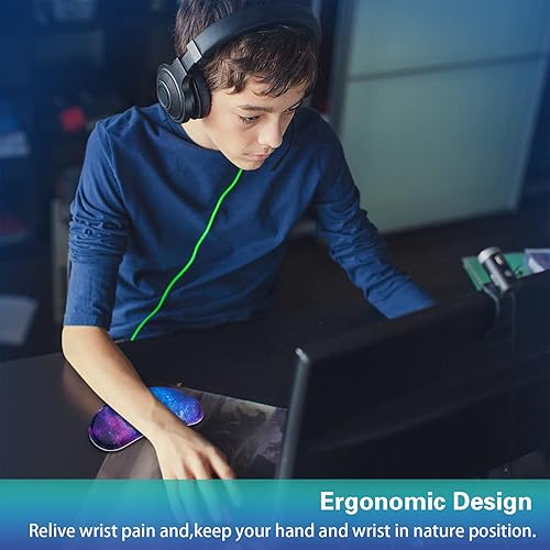 Miniatura 2 de Canjoy - Reposamuñecas para mouse, paquete de 2 almohadillas de espuma viscoelástica de tela suave con base de goma antideslizante, ergonómico para