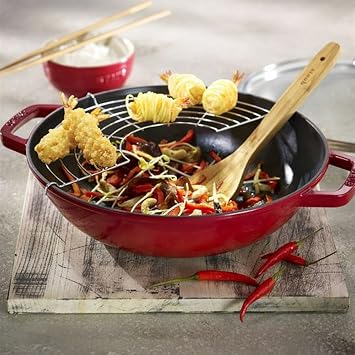 Staub Speciality Z1033-428 Multi-Pan, Cherry, 11.8 inches 30 cm, Large, Two-Handed, Cast Iron, Enameled Pot, IH Compatible