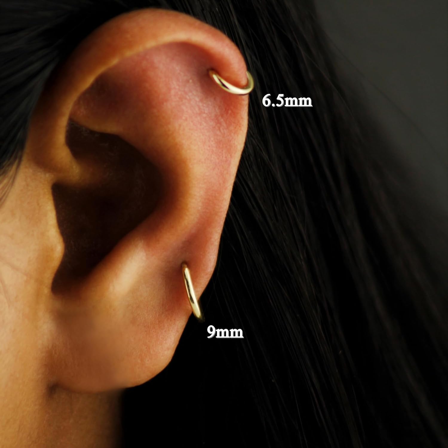 10k Solid Gold Dainty Huggie Hoop Earrings, Real Gold Small Cartilage Hoop & Helix Hoops, Everyday Gold Earrings - Serena Sparkles - Image 4