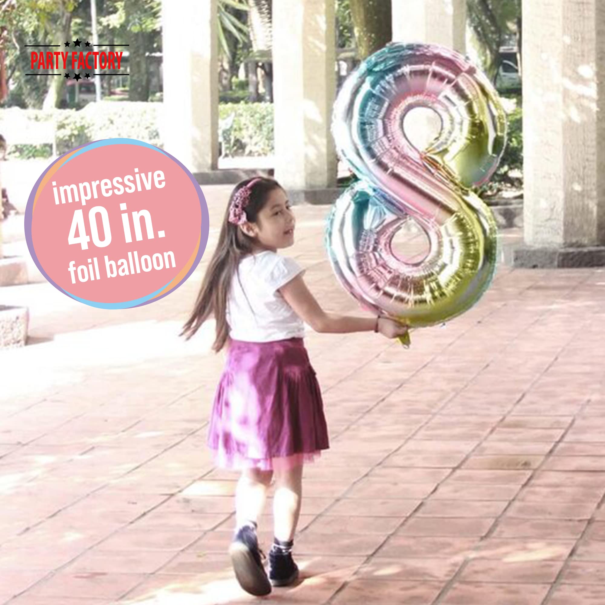 Party Factory XXL foil balloon number 9, balloon 40 inch, multicolor, birthday, graduation, anniversary, party balloon, helium balloon, decoration