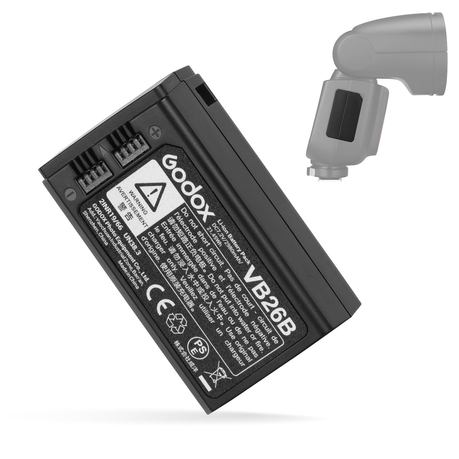 Godox VB26B VB26 Batterie 7,2 V/2 980 mAh pour Les Flashes Godox V1C V1N V1S V1F V1O V1P Ainsi Que pour Les modèles V860III V850III MFR76 et AD100PRO (2026)