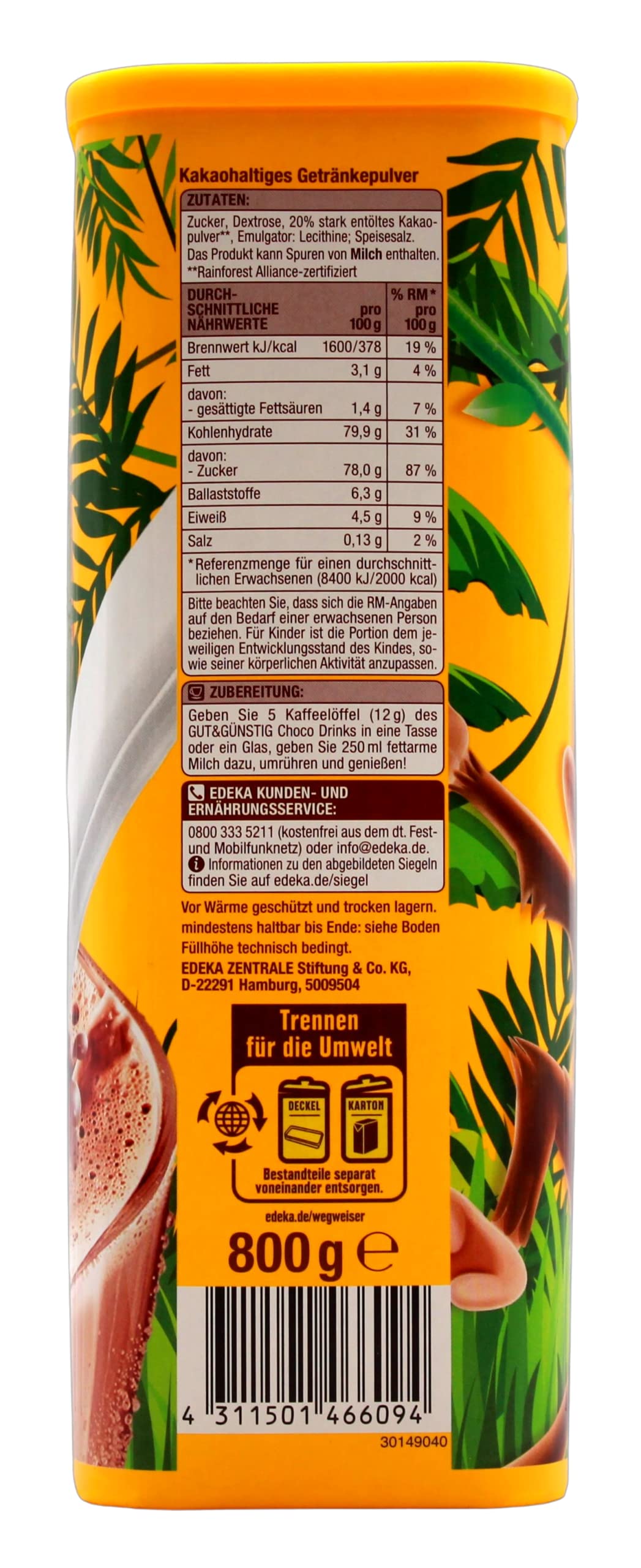 Gut & Günstig Choko Drink, 10er Pack (10 x 800g)
