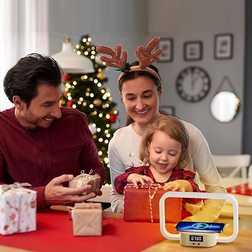 Miniatura 6 de AONTESS Lámpara de mesa con cargador inalámbrico Lámpara de noche táctil con puerto USB, reloj, lámpara de escritorio de mesita de noche con