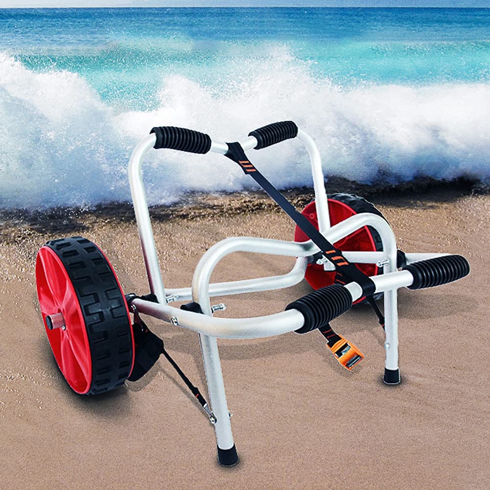 LANGWEICanoe Kayak Trolley, Removable Wheels Cart, Portable Lightweight Foldable Boat Kayak Carrier Canoe Dolly Tote Trolley Transport Trailer