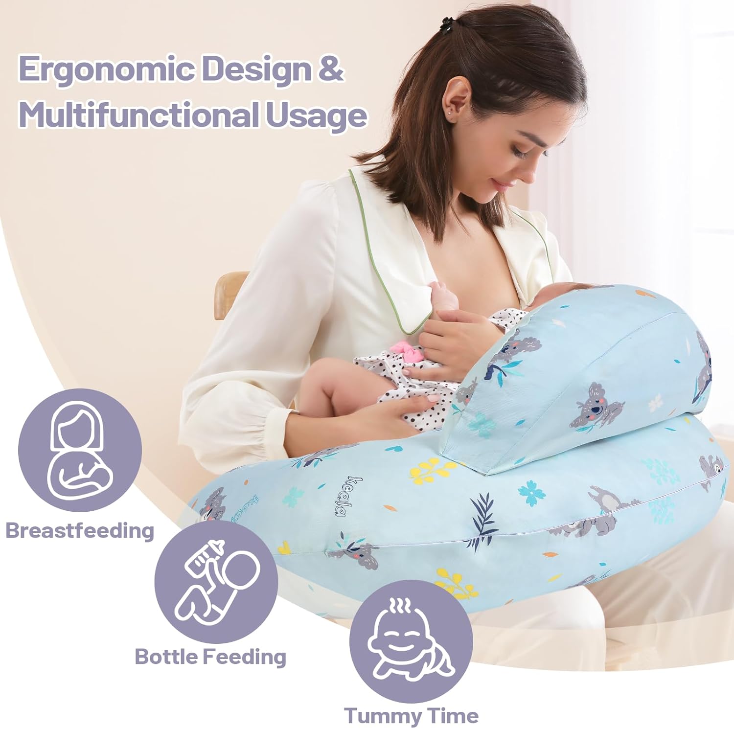 Nursing Pillow for Breastfeeding, Breastfeeding Pillows for More Support for Mom and Baby, with Plus Size Ergonomic Design and Removable Cotton Cover, Blue, Pallet of Product - Image 2