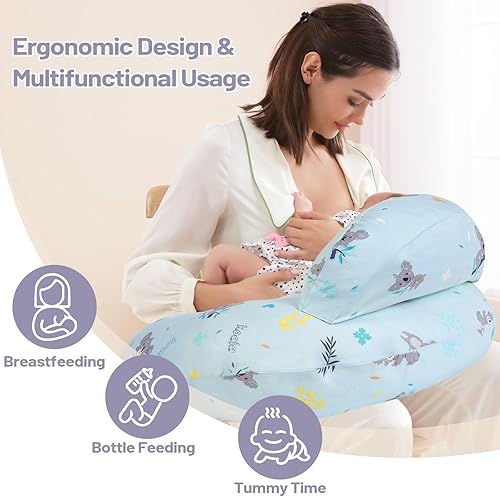 Miniatura 2 de Almohada de lactancia para lactancia materna, almohadas de lactancia para más apoyo para mamá y bebé, con diseño ergonómico de tamaño grande y funda