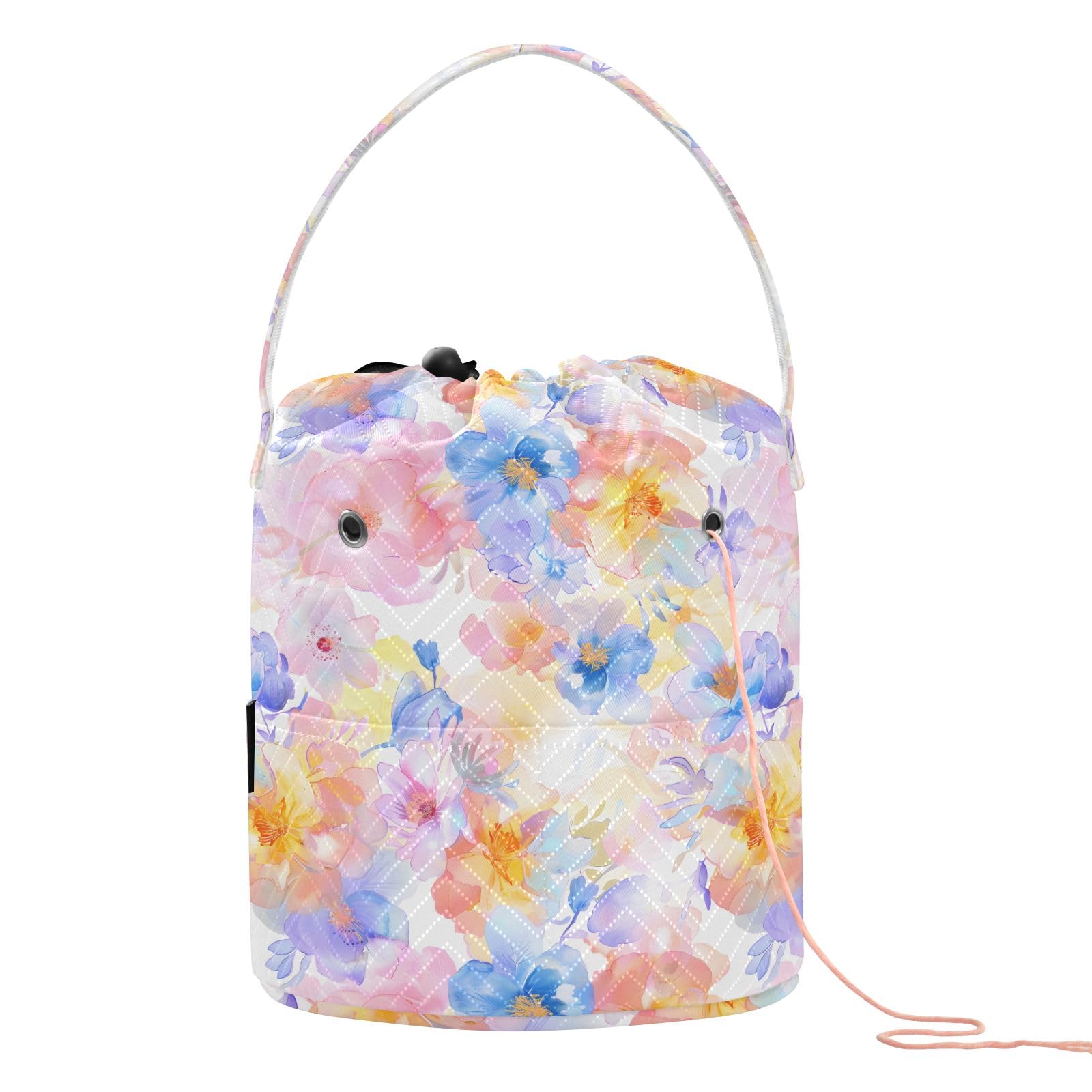 Yarn Storage Bag Small Crochet Bag Knitting Bag Organizer Flowers Soft Pastel Yarn Bags for Crocheting Basket