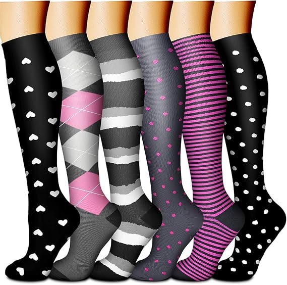 CHARMKING Compression Socks for Women & Men (6 Pairs) 1520 mmHg is Best for Athletics, Running
