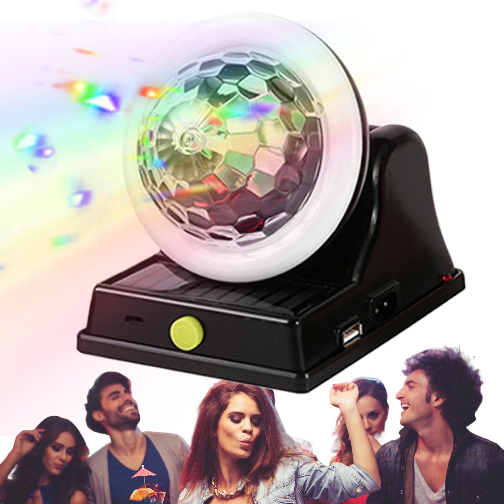 Lámpara de discoteca de carga solar – Ambiente de fase LED colorido para uso exterior interior | Iluminación de fiesta para ahorro de energía para jardín, patio, camping, fe