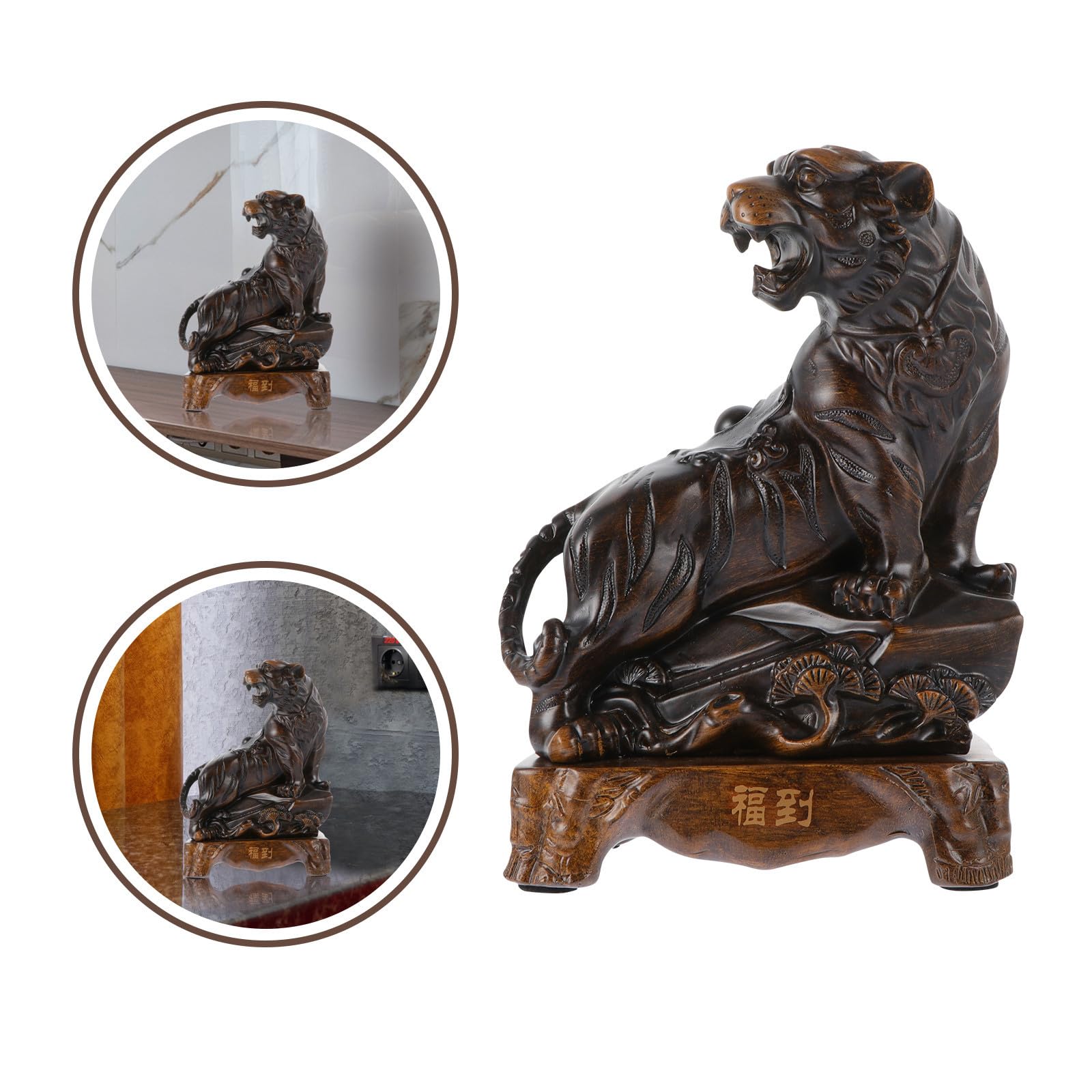 Toddmomy Kreative Kleine Tigerfigur aus Kunstharz für Schreibtisch und Innenraum Stilvolle Vintage Tiger Statue mit Stabiler Basis als Glücksbringer