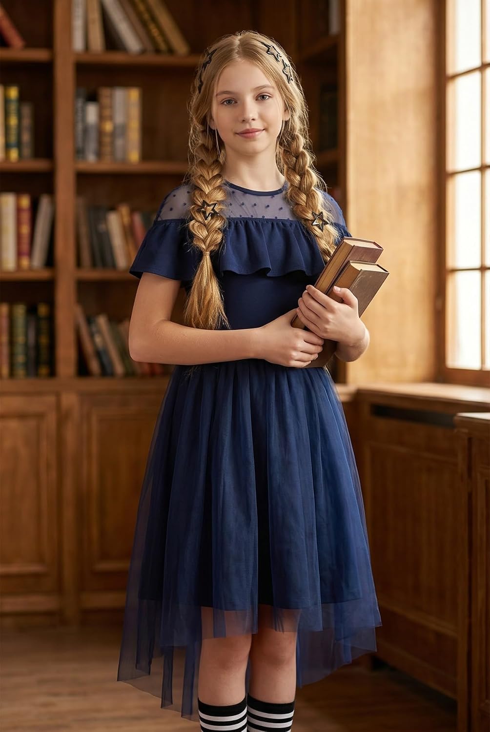 GRACE KARIN Girls Wedding Party Formal Dress Junior Bridemaid Dresses for Teens Tulle High Low Dress Size 7-14