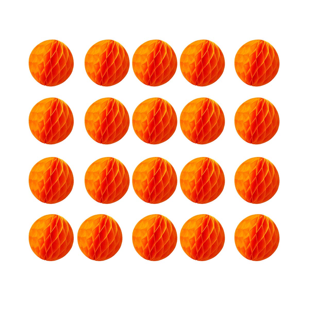 20pcs Honeycomb Flower Balls - Party Decor, Tissue Paper Pom Poms (6inch, Orange)