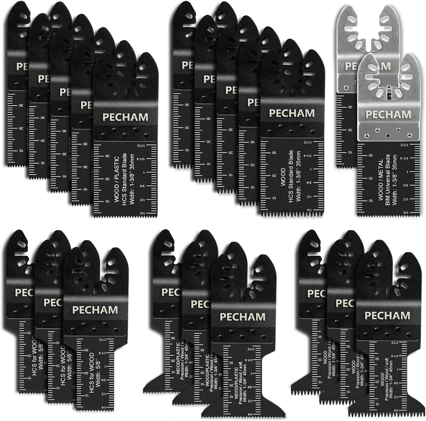 PECHAM 21PCS Universal Wood Metal Oscillating Multitool Quick Release