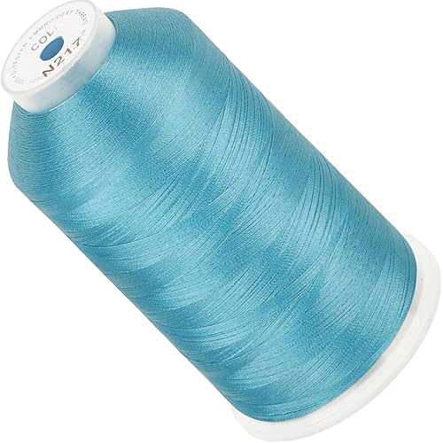 New brothread - Single Huge Spool 5000M Each Polyester Embroidery Machine Thread 40WT for Commercial and Domestic Machines - Sky (Janome Color)