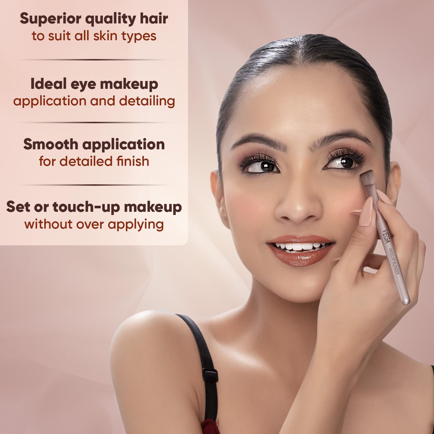 Vega Angular Blender for Eye Liner with Wooden Handle Make-Up Brush, Angular Brush for Eyebrow Shape & Eye Shadow, (MBN-07) 2