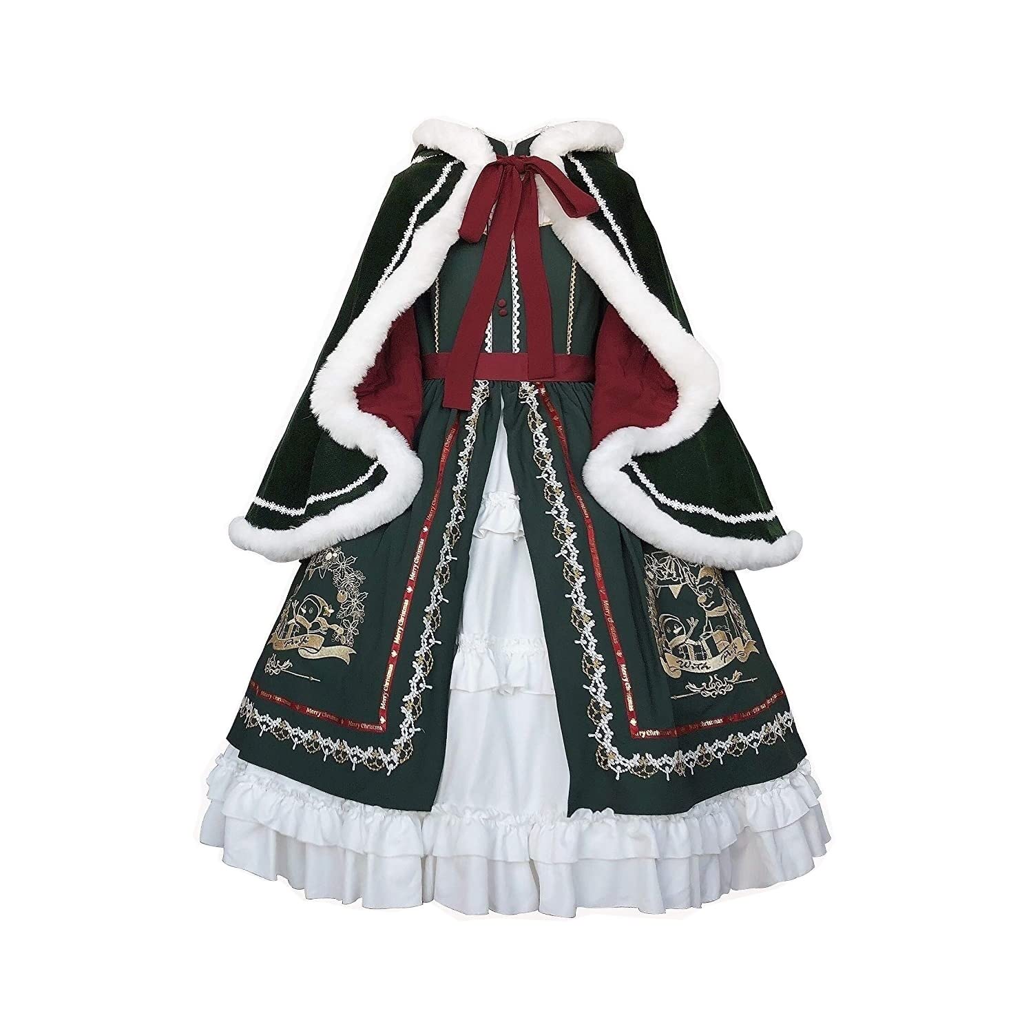 Robe Lolita princesse kawaii avec cape en broderie pour hiver et Noël