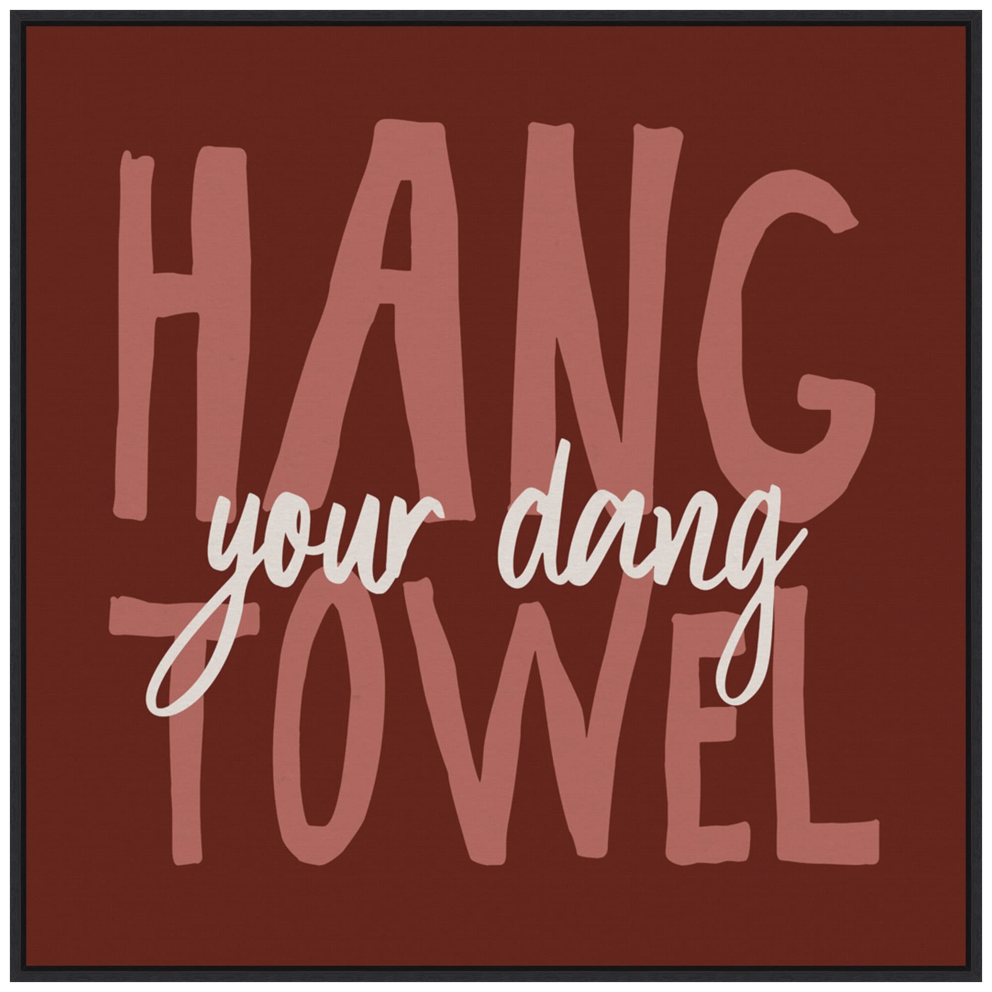 Amanti Art Framed Canvas Wall Art 30x30 Bathroom Advice II Red by Wild Apple Portfolio, Framed Wall Art Canvas, Humor Artwork, Modern Decor, Large Poster Painting for Living Room, Bedroom, Bathroom,