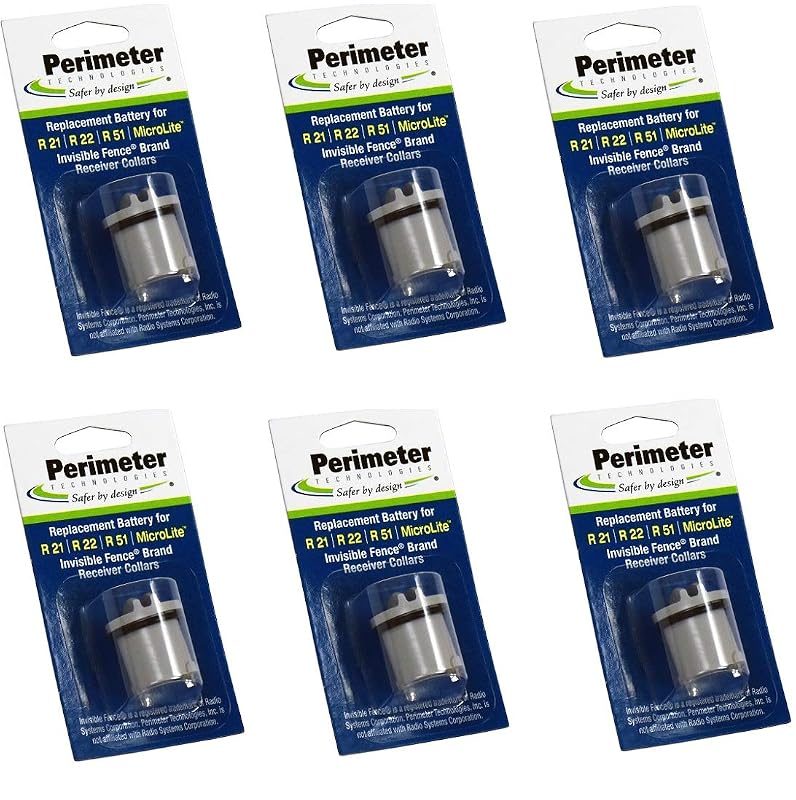 Baterias Recarregáveis para Coleira de Cerca Invisível R21, R22, R51 e Microlite Perimeter Technologies DFG3, Pacote com 6