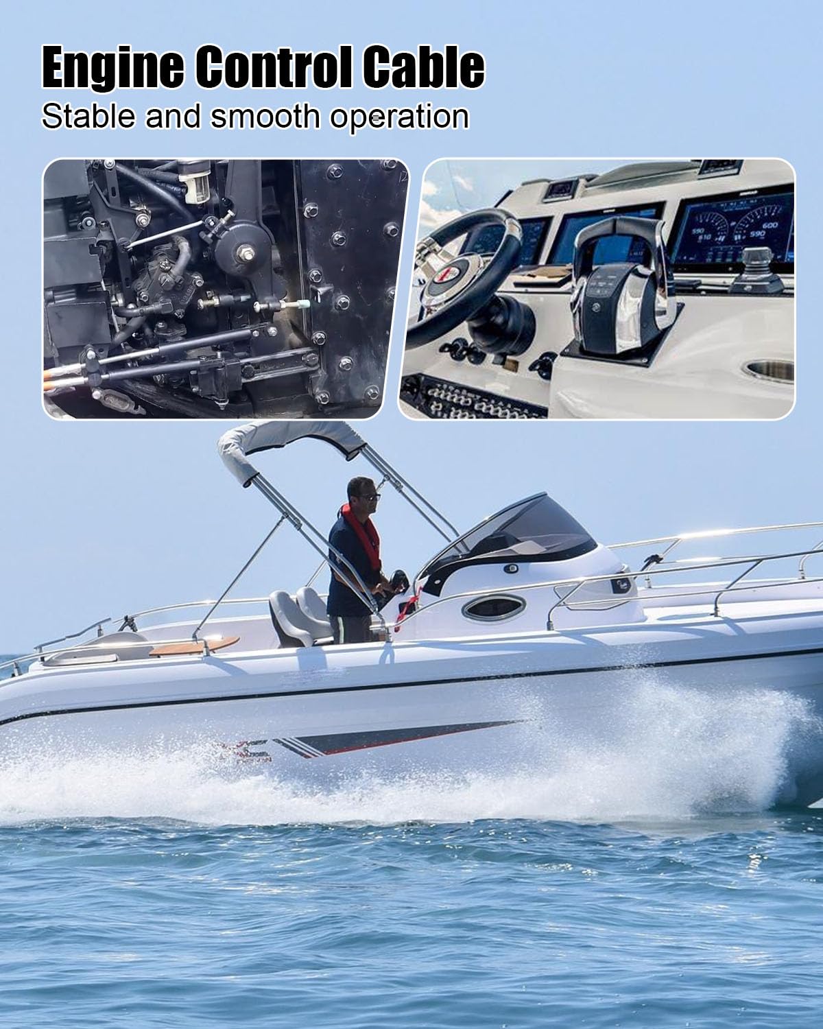 Außenbordmotor-Steuerkabel, Gas- und Schaltkabel, passend für Mercury MerCruiser Marine Force Außenbordmotor 881170AXX Steuerbox, 2 Stück Fernbedienungskabel