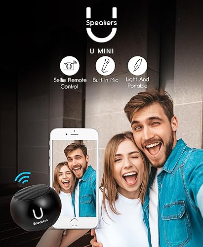 Miniatura 2 de U Mini altavoz  Elegante Bluetooth inalámbrico portátil 5.0 con micrófono integrado y obturador remoto  Mini altavoz perfecto para el hogar,