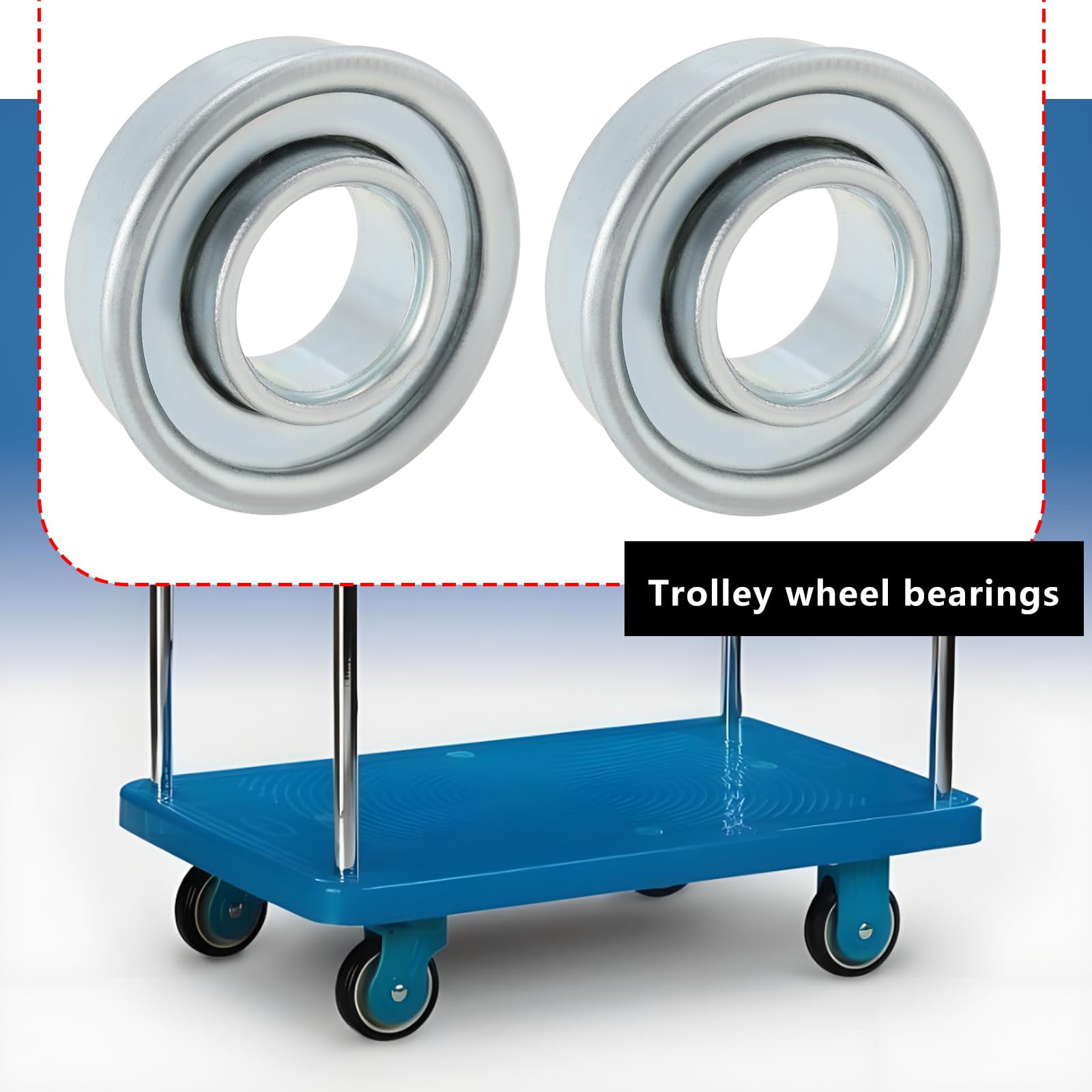 YINETTECH 8pcs Heavy Duty Trolley Bearings Wheel Bearings OD 35mm ID16mm H12mm for Most Models of Heavy Duty Trolley Silver - Image 3
