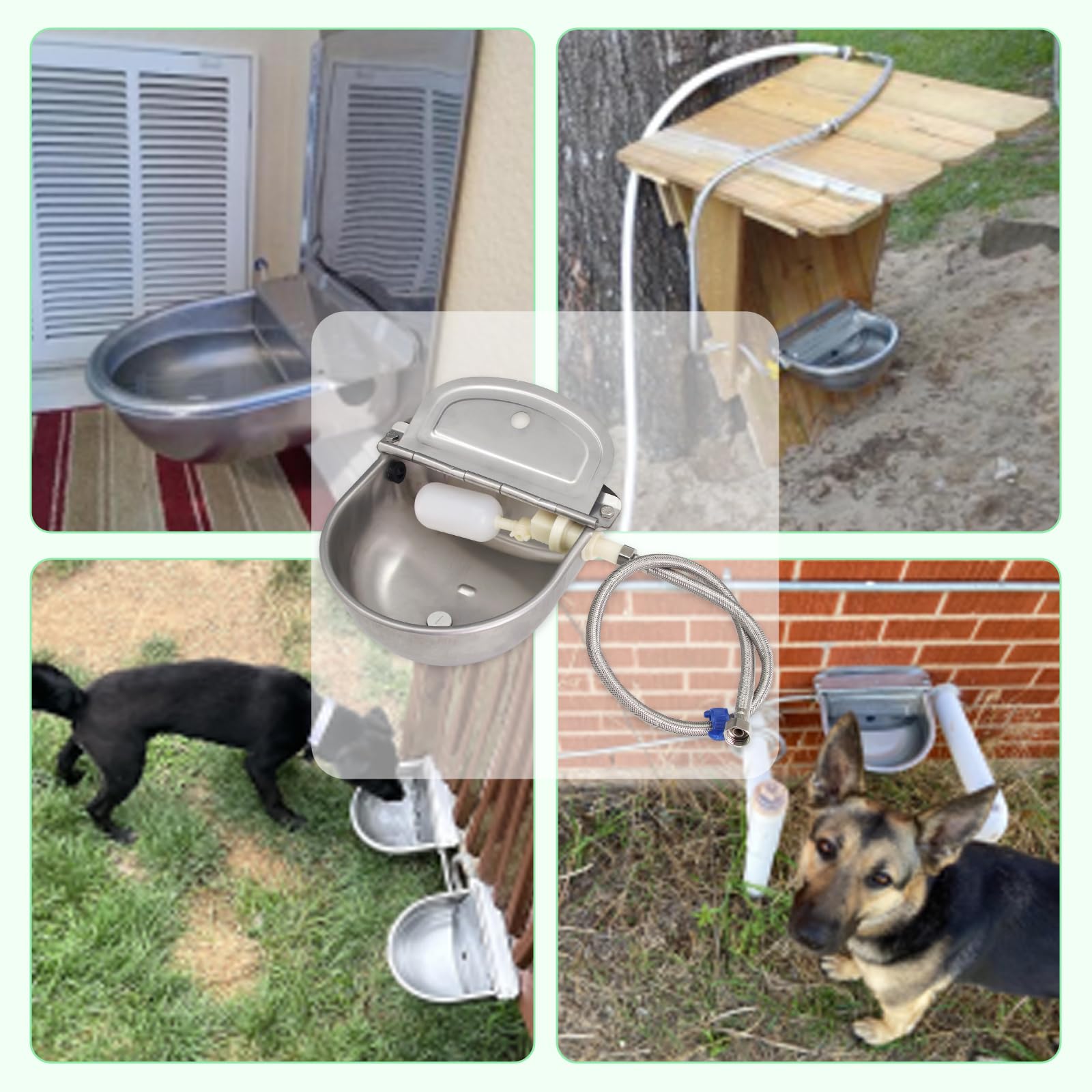 Tazón de agua de acero inoxidable 304 para ganado, cuencos para beber animales, cuencos de asignación automática con válvula flotante y agujeros de drenaje, adecuado para vacas, caballos, cabras,
