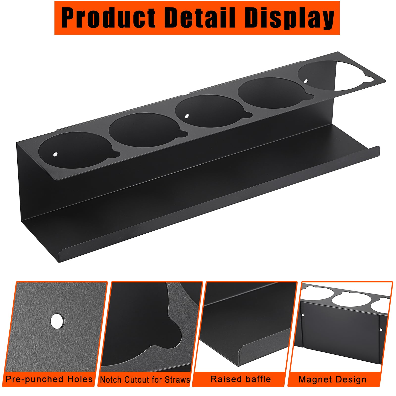 SUMNACON 1 soporte magnético de metal para botellas de spray, estante de pared duradero para 5 botellas de spray, soporte para latas de aerosol, soporte de taller, para garaje, taller, color negro
