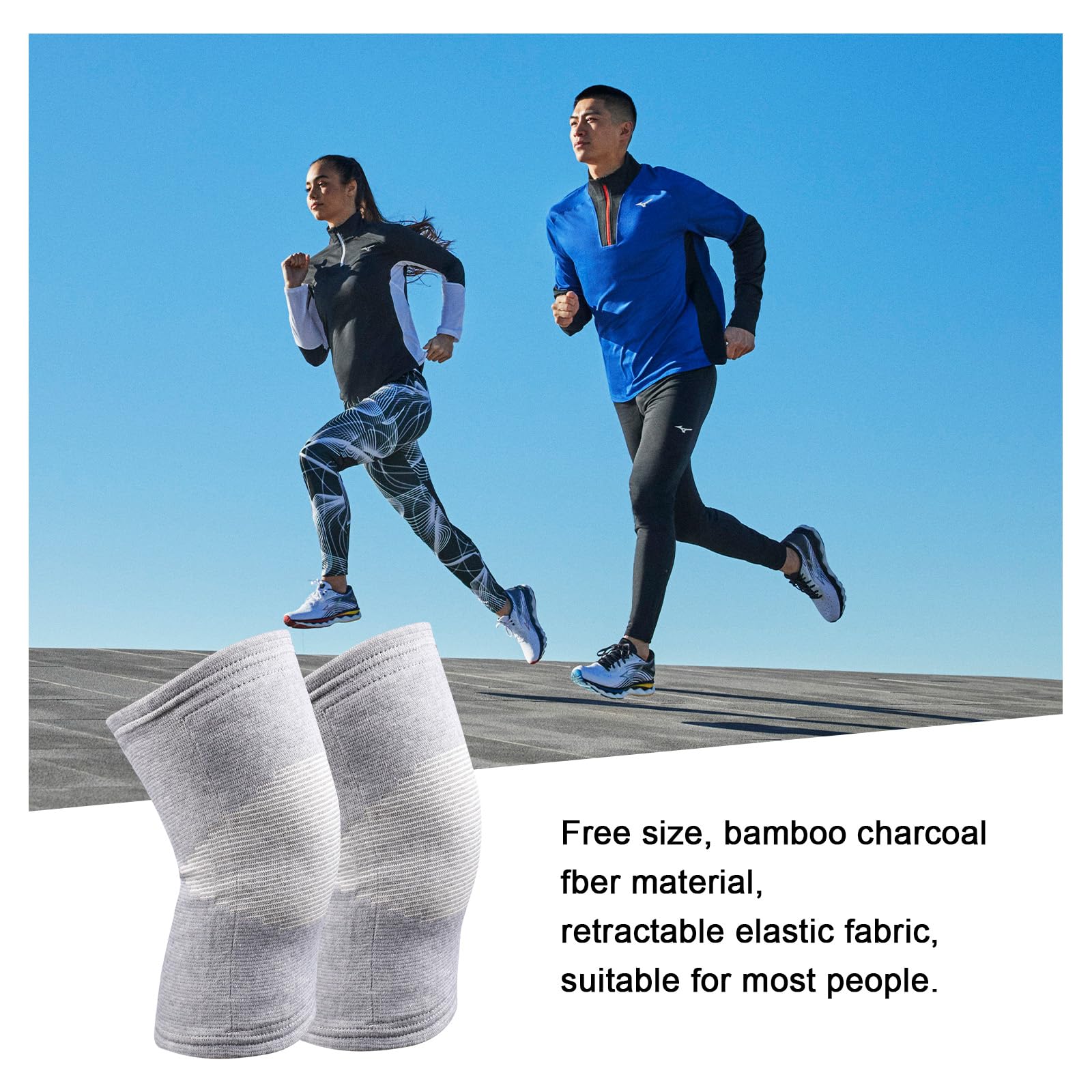 Thapncow Genouillère Ultra-Mince Fibre Charbon Bambou - Compression Sport Homme Femme - Volleyball Yoga Course (2,L)