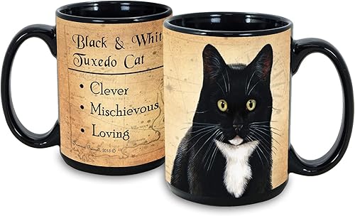 Taza de café My Faithful Friend de 15 oz (gato blanco y negro tuxedo)